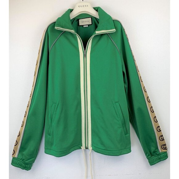 NWT Gucci Gg-jacquard Side-stripe Technical Track Jacket In Green Size XS - Picture 6 of 16